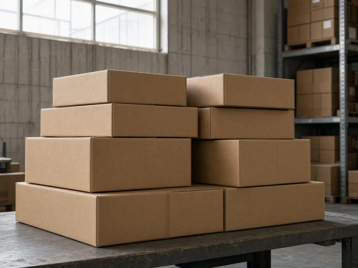 Studio still: unlabeled retail cartons